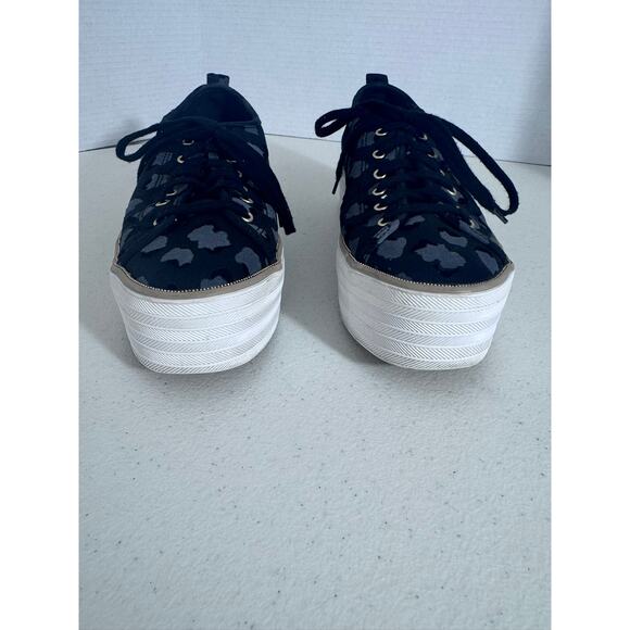 "KEDS" Triple Up Black Metallic Platform Sneakers SZ 8.5 Leopard Tween Preppy - Picture 3 of 8